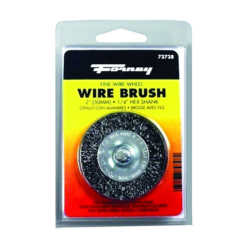 Forney 72728 Crimped Wire Wheel | 2 in. Diameter, 1/4 in. Hex Shank