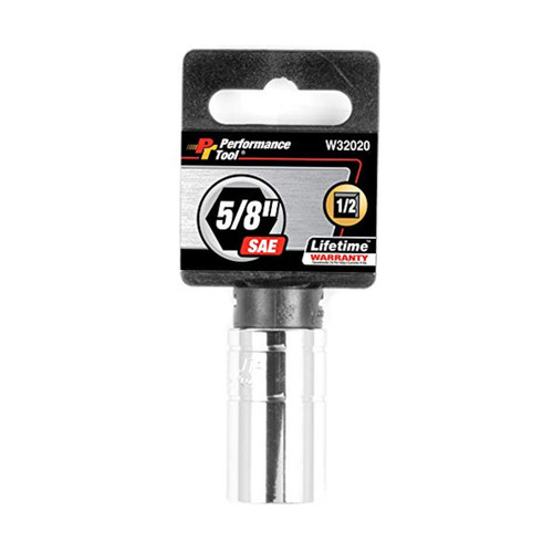 Performance Tool 1/2″ Drive 5/8″ SAE Standard-Depth Chrome Socket (W32020)