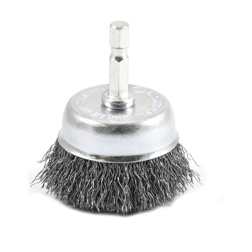 Forney Cup Brush, Crimped, 2" x 0.012" x 1/4" Hex Shank (72729)