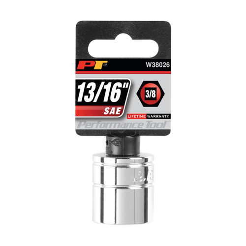 Performance Tool 3/8" Drive 13/16" 6‑Point SAE Socket (W38026)