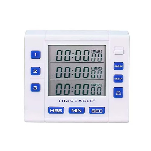 Digi‑Sense Triple‑Display Clock/Timer with NIST Calibration — 3 Independent Channels, Up/Down Timing, Memory Recall, Audible & Visual Alerts (94411‑10)
