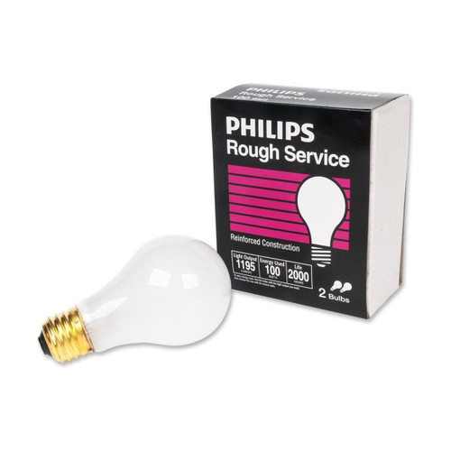 Philips 374157 100W clear rough service incandescent bulbs