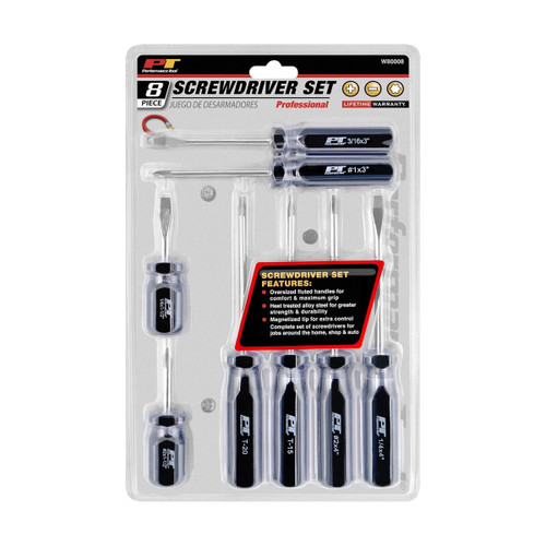 Performance Tool 8-Piece Professional Screwdriver Set (W80008)