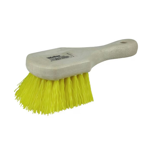 Weiler 79120 8" Utility Scrub Brush, Yellow Polypropylene Fill, Short Handle, Foam Block (79120)