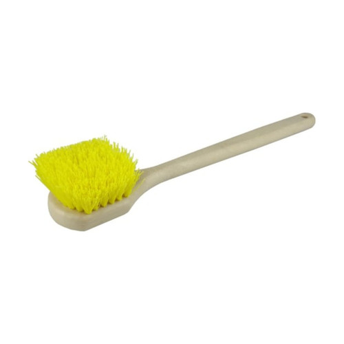 Weiler 79109 20" Utility Scrub Brush, Yellow Polypropylene Fill, Long Handle, Foam Block (79109)