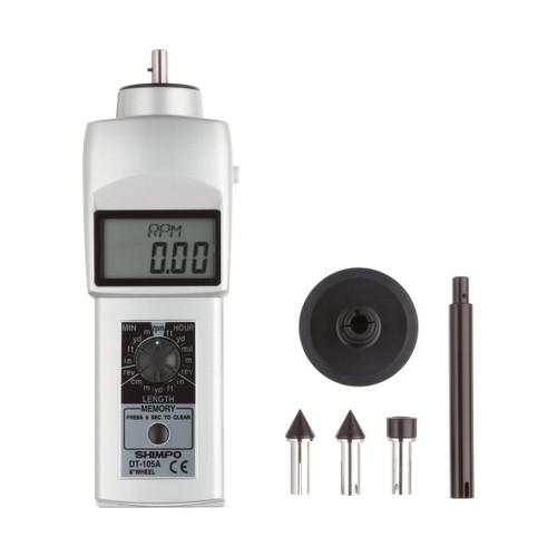 Shimpo LCD Display Contact Tachometer, 6" Measuring Wheel (DT105A)