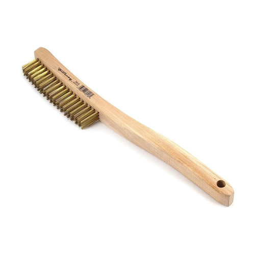 Forney Scratch Brush with Long Handle, Brass, 3 x 19 Rows (70518)