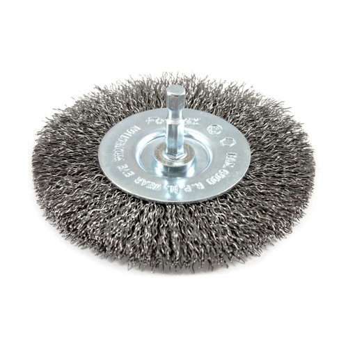Forney Wire Wheel, Crimped, 4 in x .012 in x 1/4 in Hex Shank (72739)