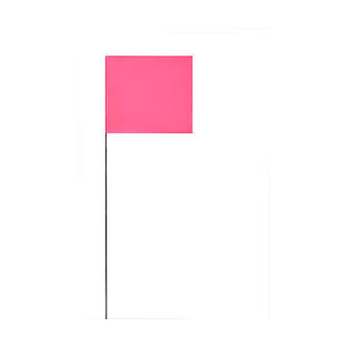 Presco 2330PG Solid Pink Glo Marking Flags | 2″ × 3″ on 30″ Wire Staff