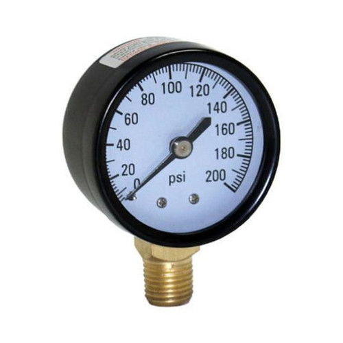 Ashcroft Pressure Gauge (28501447) — 2" Dial, 0–200 PSI, Dry, 1/4" NPT Lower Mount