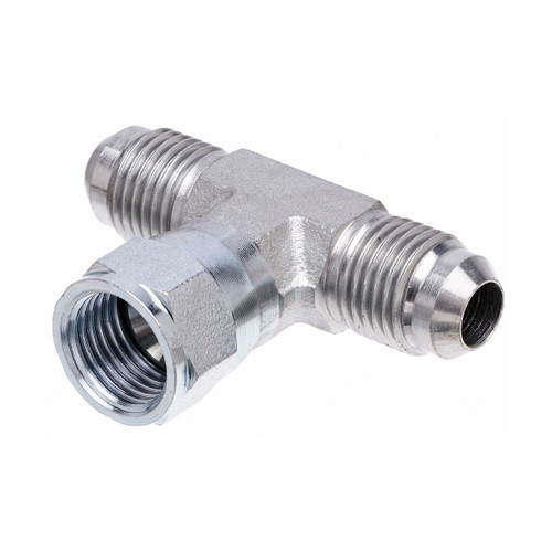 Gates Hydraulic Adapter Tee, Male JIC 37 Flare on Run to Female JIC 37 Flare Swivel (8MJ8MJ8FJX) Gates Hydraulic Adapter Tee, Male JIC 37 Flare on Run to Female JIC 37 Flare Swivel (8MJ8MJ8FJX)