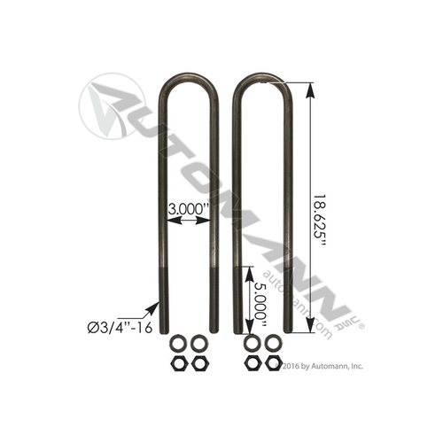 Automann U Bolt Kit 3/4in X 3in X 18-5/8in (AUBK8151184)