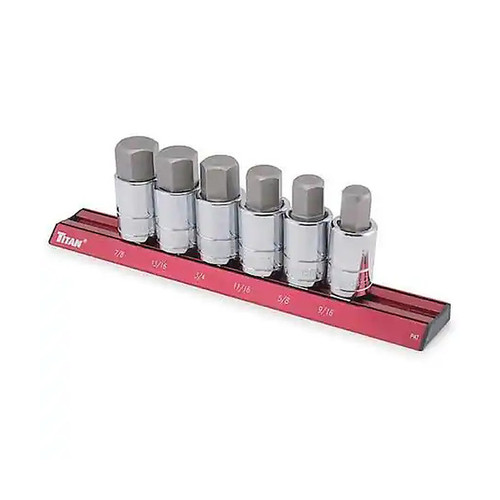 Titan Tools 6-piece 1/2 drive SAE hex bit socket set 16130