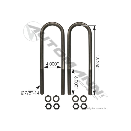 Automann U bolt kit 7/8 x 4 x 16-1/4 inch AUBK8164162