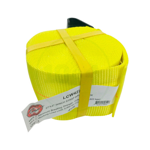 Power Products 4″ × 27′ Winch Strap with Flat Hook | LCW427FH