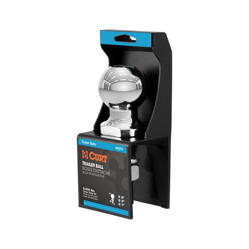 CURT Chrome 2" Trailer Hitch Ball — Corrosion-Resistant Tow Ball for Secure Trailer Connection (40074)