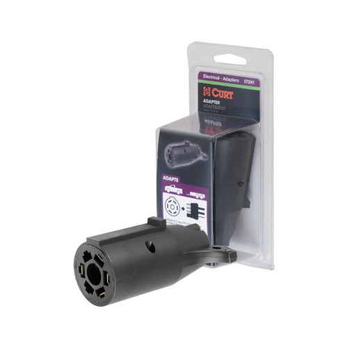 CURT Electrical Adapter — 4-Way Flat to 7-Way RV Blade Trailer Wiring (57241)
