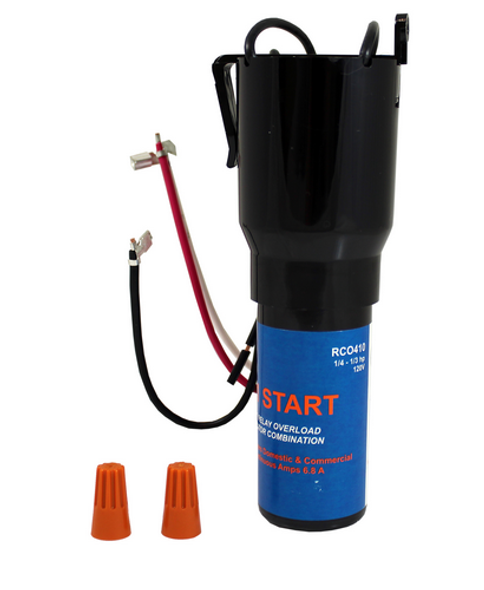 SUPCO -- RCO410 SOLID-STATE 3-IN-1 START RELAY, OVERLOAD & HARD START CAPACITOR KIT FOR REFRIGERATORS - 115V,  1/4 - 1/3 HP