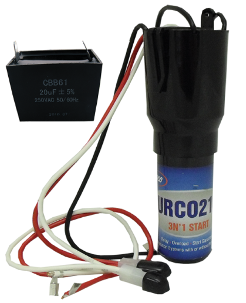 SUPCO -- URCO210RC ULTIMATE SERIES HARD START RELAY, OVERLOAD, START & RUN CAPACITOR, 1/3+ - 1/2 HP, 13.3A RLA (115V)