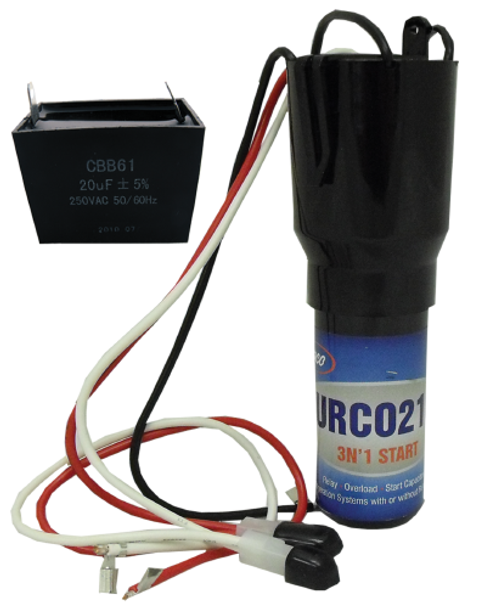 SUPCO -- URCO210RC ULTIMATE SERIES HARD START RELAY, OVERLOAD, START & RUN CAPACITOR, 1/3+ - 1/2 HP, 13.3A RLA (115V)