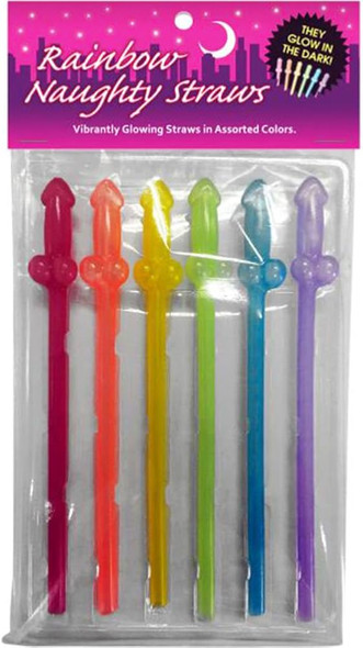Rainbow Naughty Straws - Glow (6 pack)