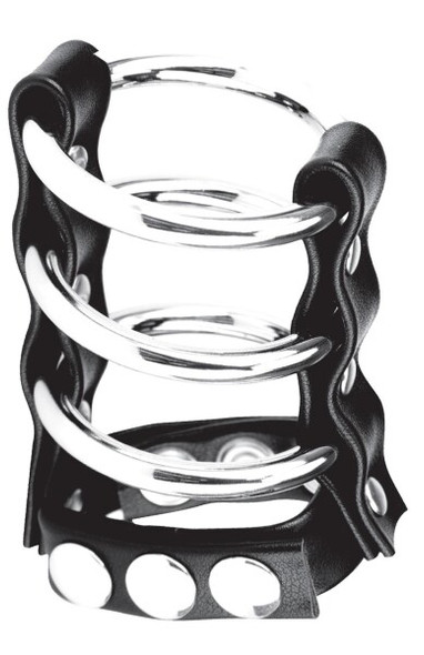 Triple Metal Cock Ring w/ Adjustable Snap Ball Strap