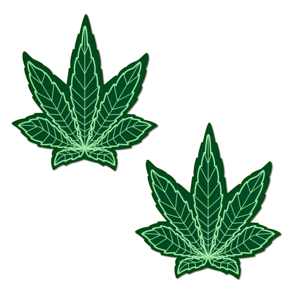 Green Hemp Leaf Nipple Pasties