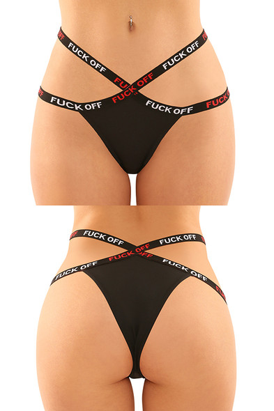 Fuck Off 2pc Cutout Lace Panty & Caged Thong