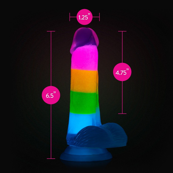 Rainbow Rave 6.5" Silicone Glow Dildo