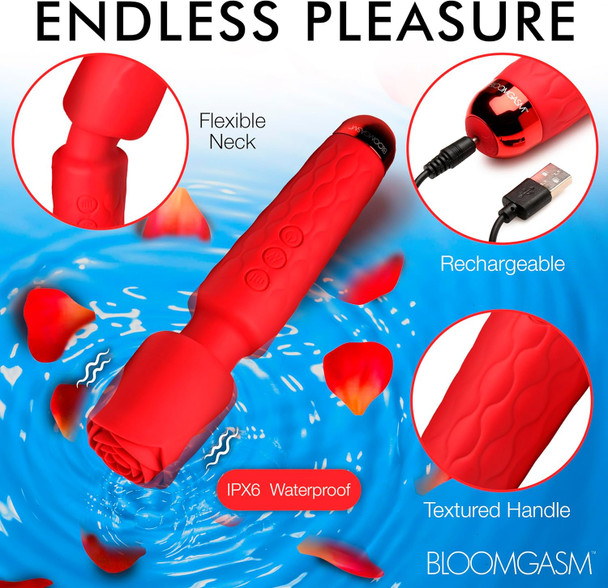 10X Silicone Wand w/ Rose Attachment