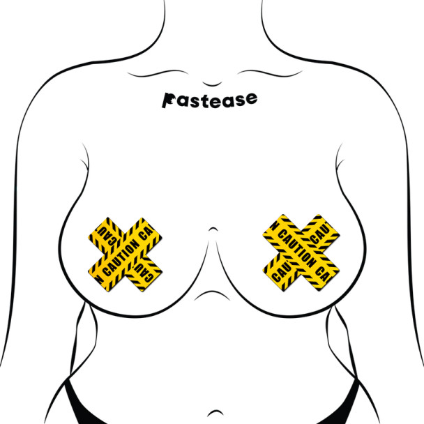 Crossed Caution Tape Nipple Pasties