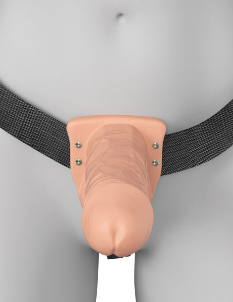 7" Vibrating Hollow Silicone Strap-On