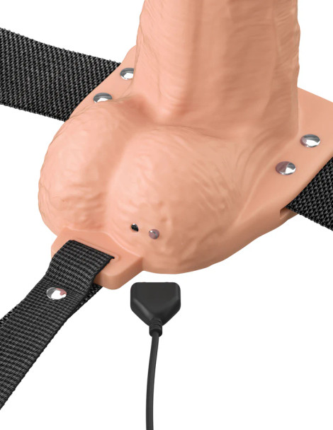 7" Vibrating Hollow Silicone Strap-On