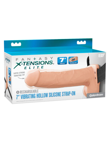 7" Vibrating Hollow Silicone Strap-On