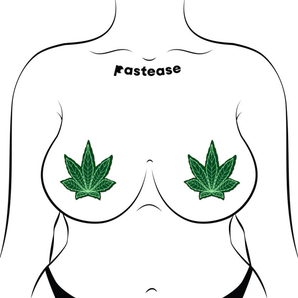 Green Hemp Leaf Nipple Pasties