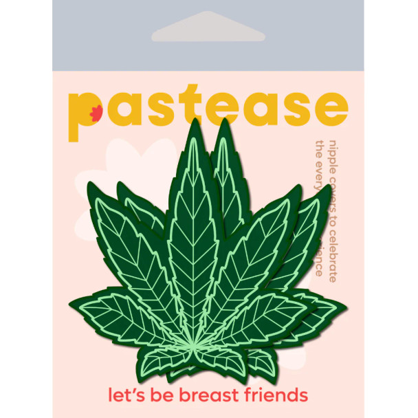 Green Hemp Leaf Nipple Pasties