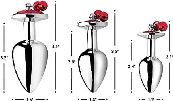 Red Gem w/ Bells Anal Plug Set