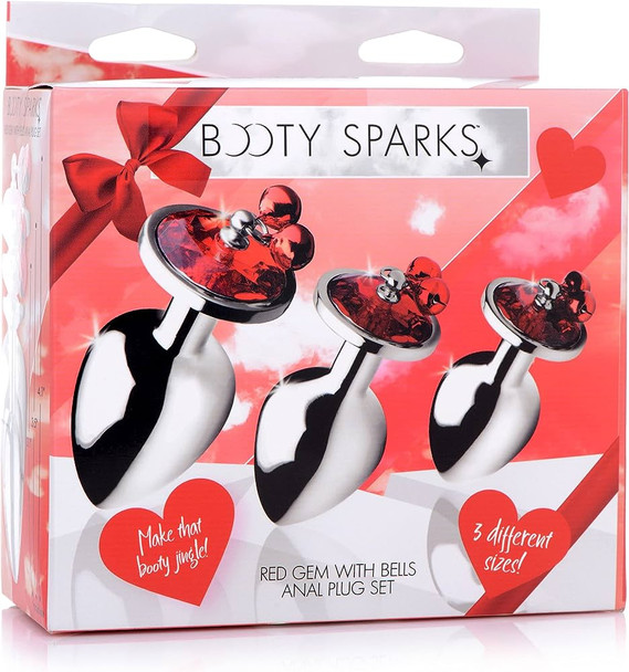 Red Gem w/ Bells Anal Plug Set