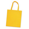 A yellow tote bag with two handles, featuring a simple, unadorned design.