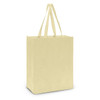 A yellow tote bag with long handles and a sturdy design, perfect for carrying various items.