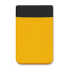 A Lycra phone wallet in bright yellow with a black top, featuring a logo.