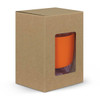 A drink bottle in an orange holder, displayed in a cardboard box with a clear window.