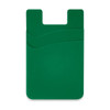 A green silicone phone wallet with a smooth surface and two slits for cards, featuring a unique wave design.
