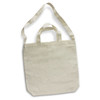A cream-coloured cotton shoulder tote bag with long straps and short handles, featuring a subtle logo.