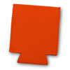 An orange stubby cooler with a bottom flap and stitched edges, designed to hold a drink bottle.