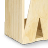 A wooden wine crate with a natural finish, featuring a sturdy design and a logo present on the side.