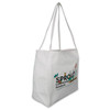 A white tote bag with the text "SPROUT Community Gardens" and various colorful illustrations.