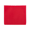 A bright red reusable grocery bag made from recycled PET material, with a simple design and no additional features.