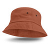 A Bondi Bucket Hat in a rust orange color, featuring a wide brim and ventilation eyelets on the sides.