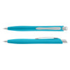 A turquoise Javalin pen with a sleek design featuring a silver clip and accents.